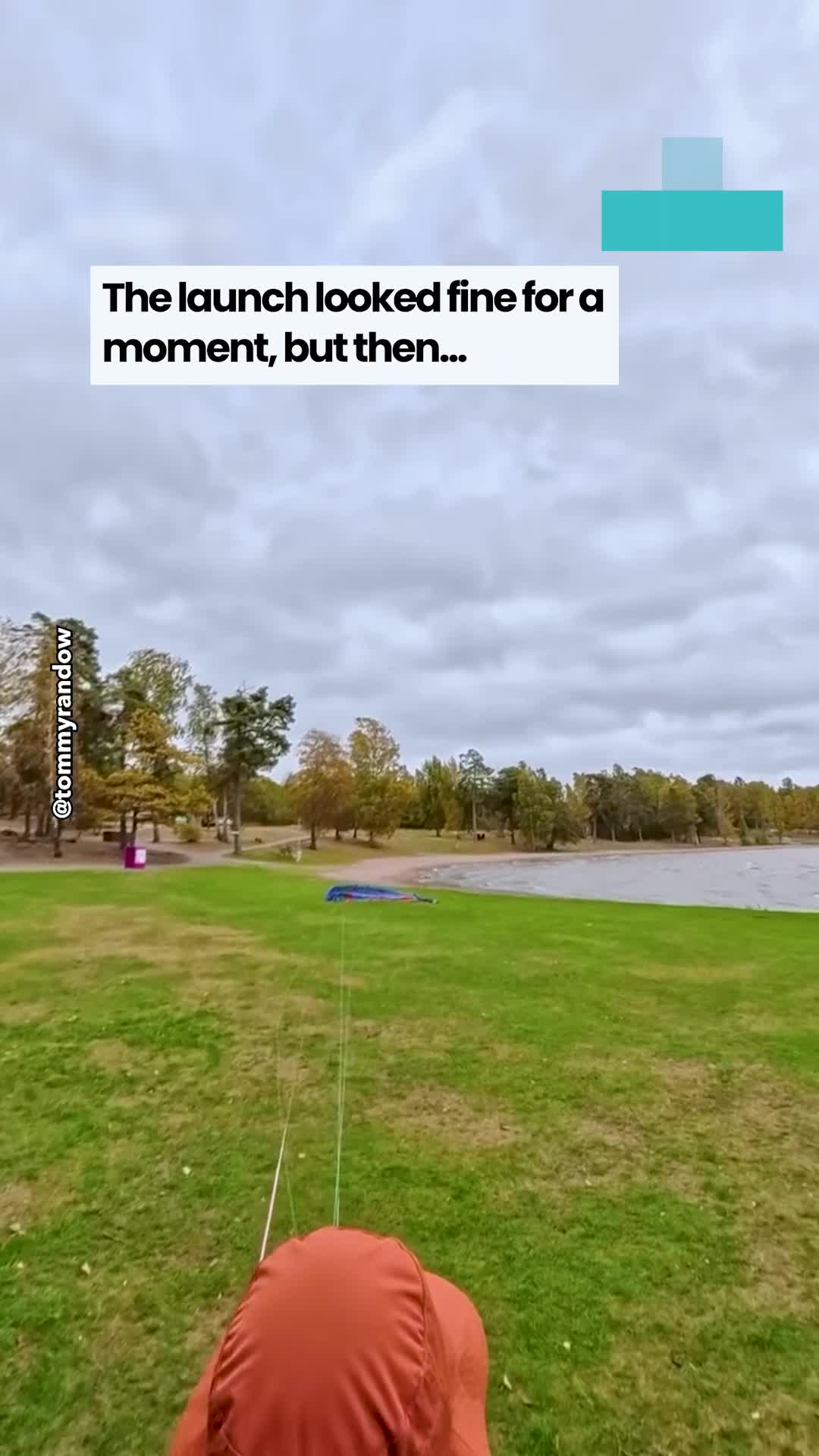 Kite flyer suddenly flung into air by powerful gust of wind