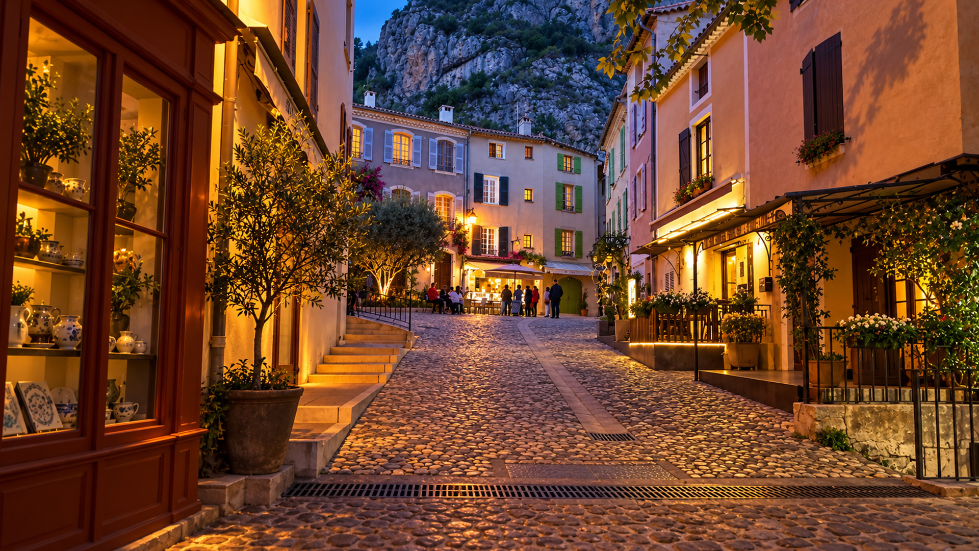 Evening walk through Moustiers-Sainte-Marie France (4K)
