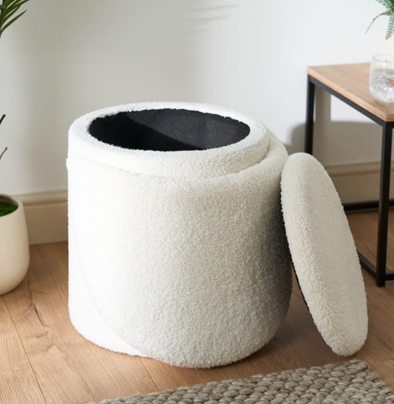 Home Bargains' £29 cosy bouclé arm chair has hidden storage and is ...