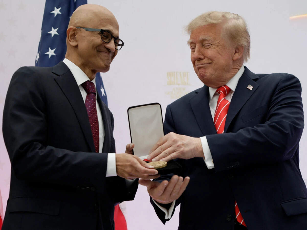 Trump honours Microsoft's CEO Satya Nadella after Vance drops H-1B visa ...