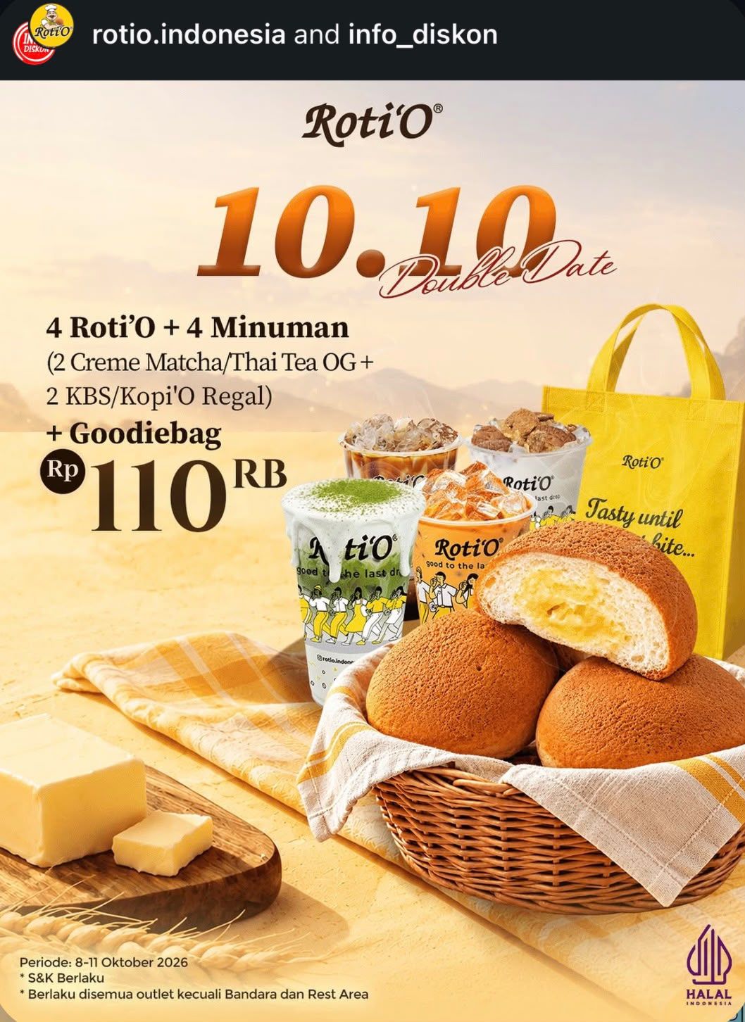 8 promo makanan dan minuman 10.10 Oktober 2026, ada menu Rp10 ribuan