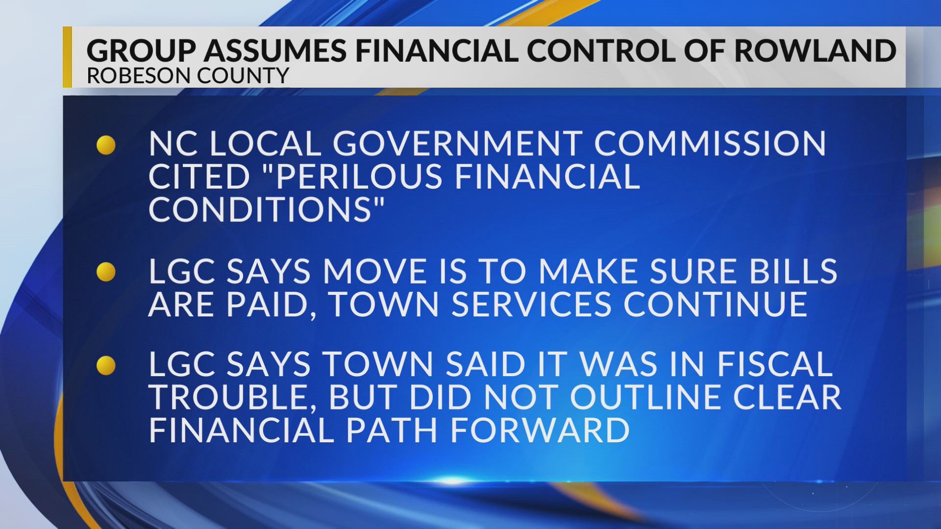 North Carolina commission to assume financial control of Rowland