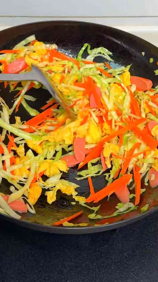 Colorful hot dog vegetable fried rice