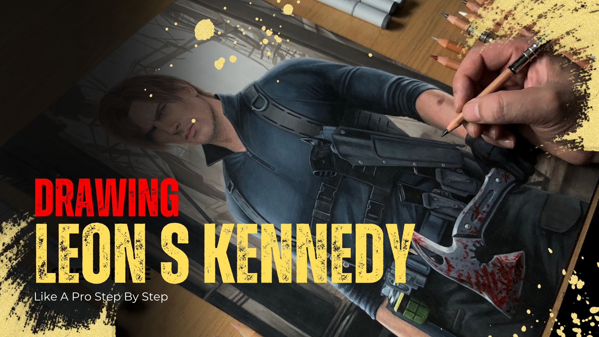 How to draw Leon S Kennedy like a pro step by step