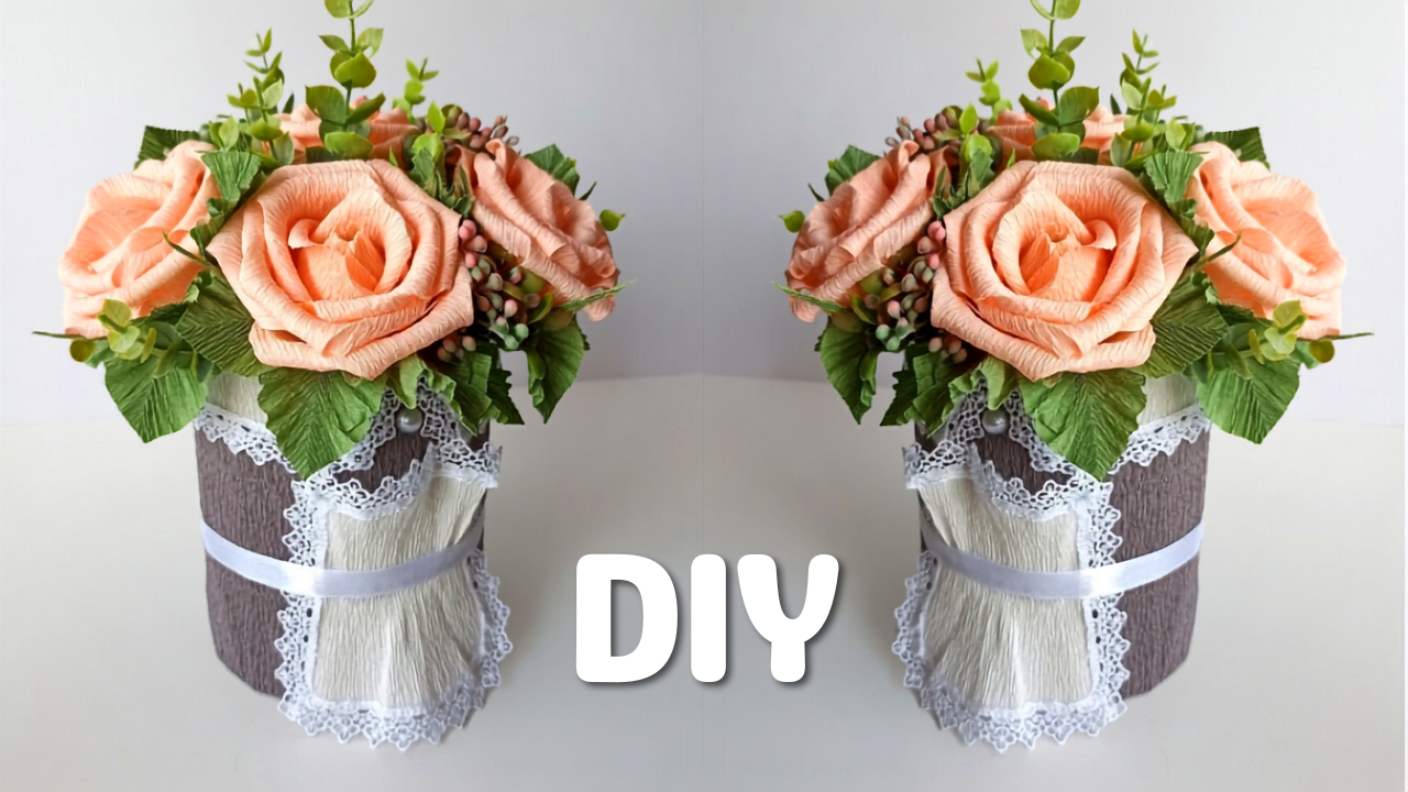 Making paper flower bouquets for school