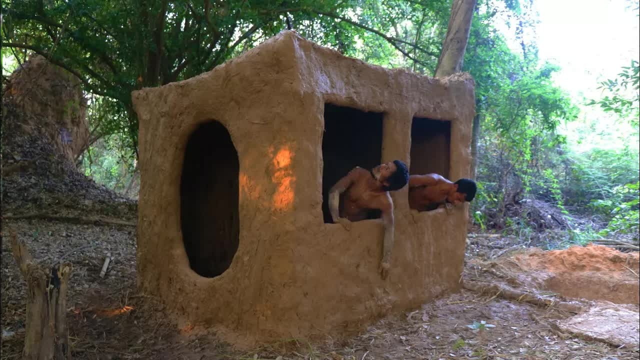 Watch this builder shape a cozy mud house using only primitive tools