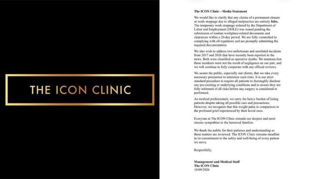 The Icon Clinic clarifies DOLE work stoppage order, denies malpractice ...