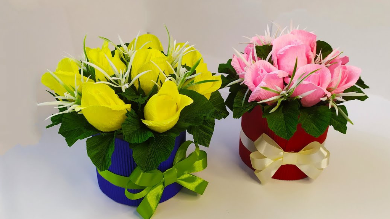 DIY candy bouquet with paper roses