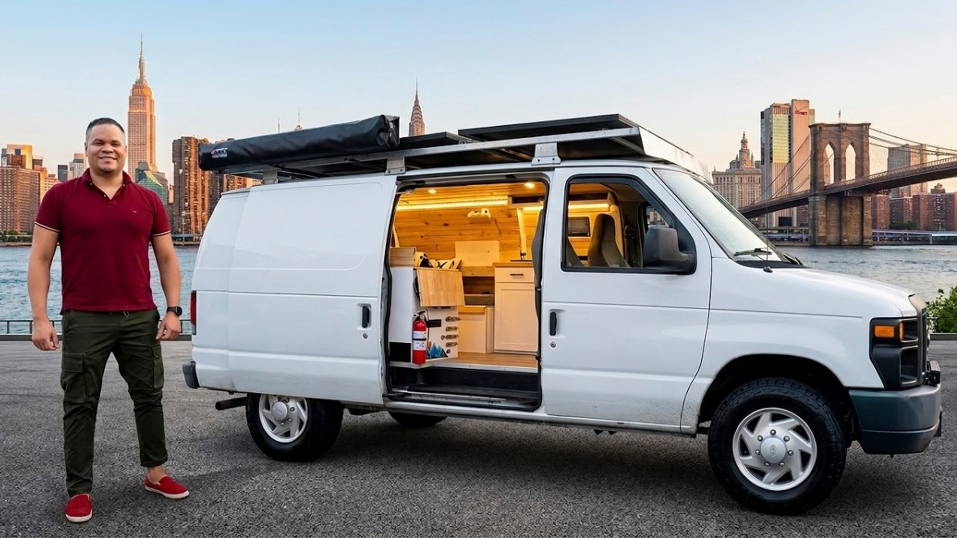 Detailed tour of a DIY Ford Econoline camper van conversion