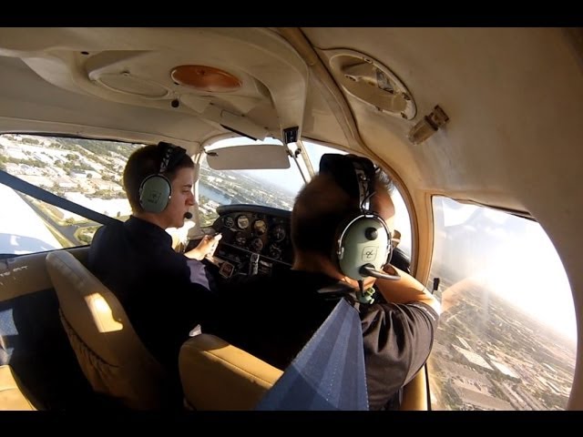 Piper PA-28 Warrior takeoff and flight with ATC