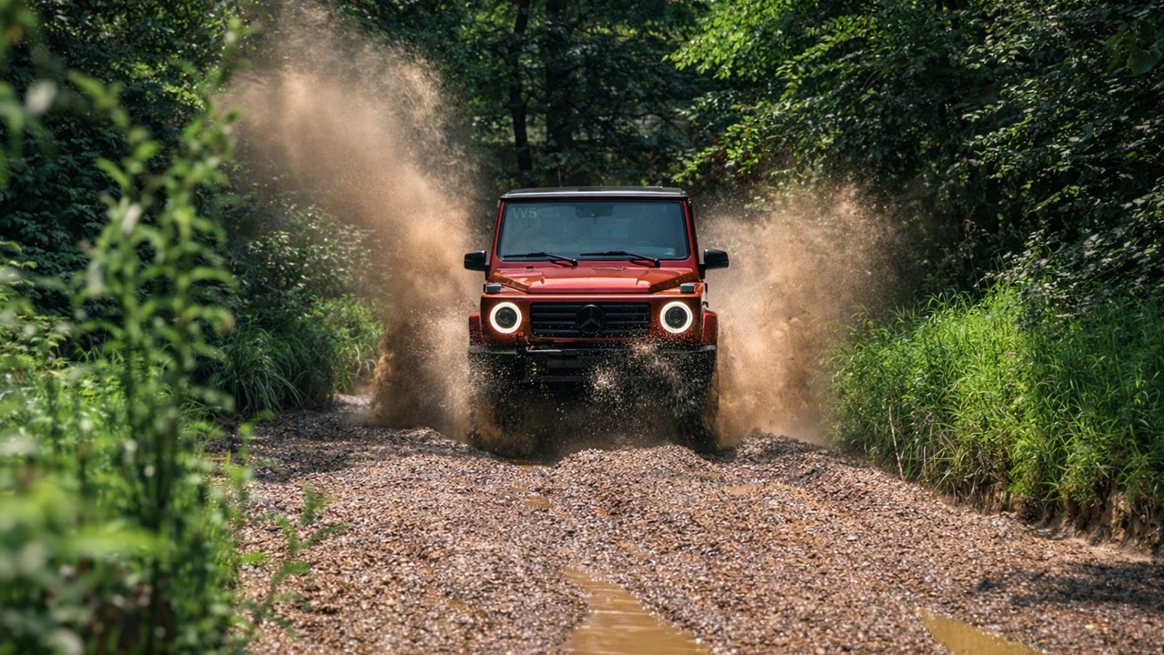 The Mercedes G-Class leaves the pavement behind, and this is where it ...