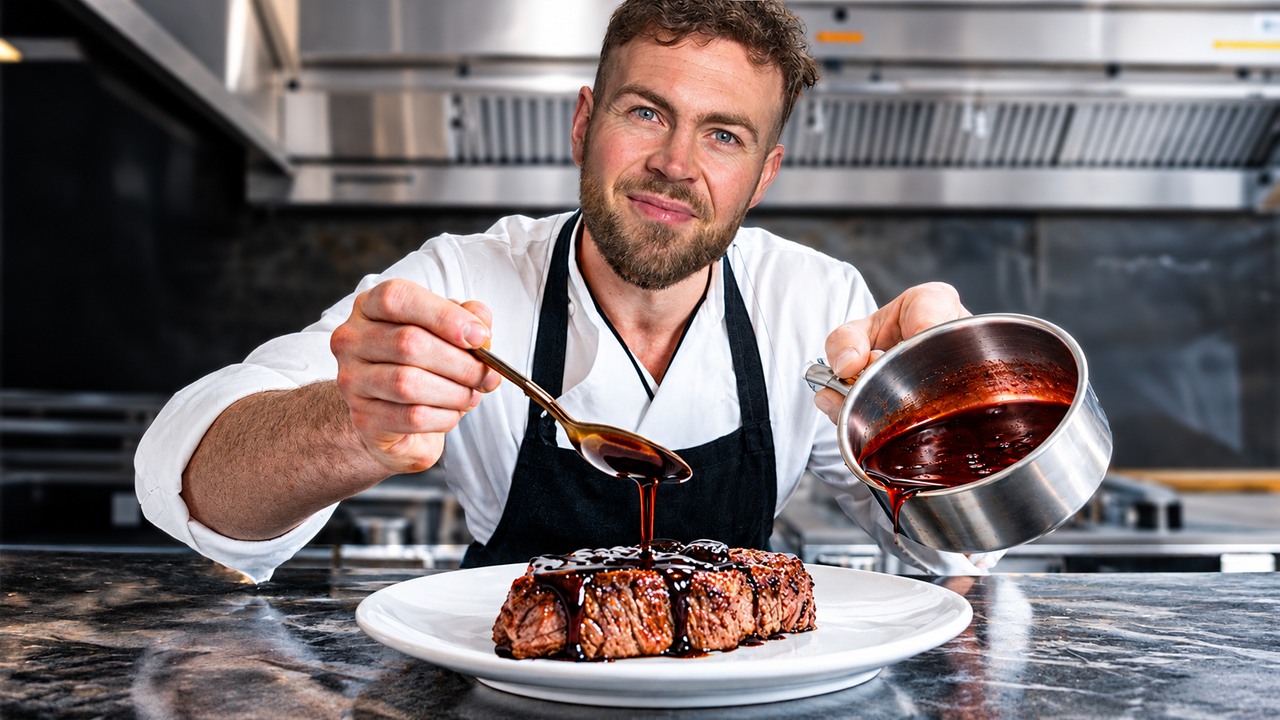 Watch how a chef turns beef bones, chicken wings and vegetables into an ...