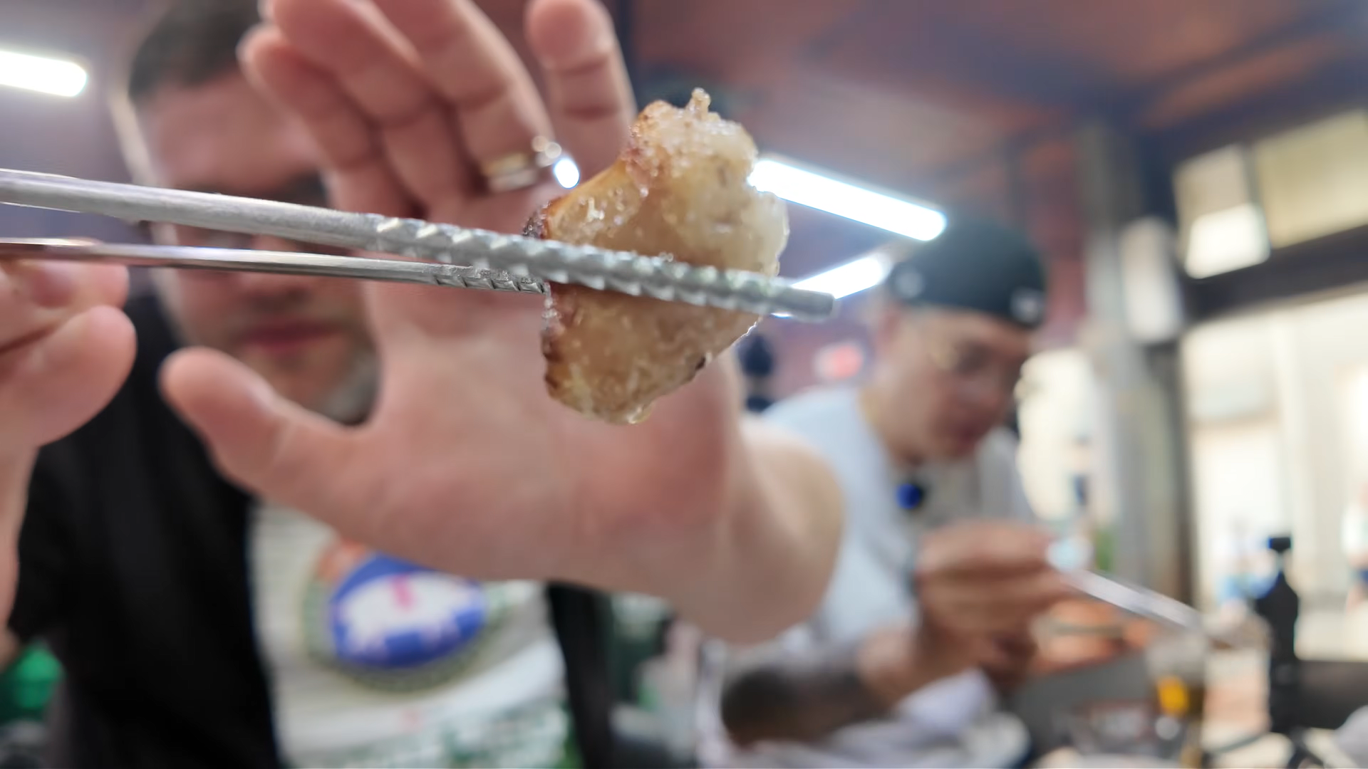 Sampling grilled Hanwoo beef heart and intestines with tangy Korean ...
