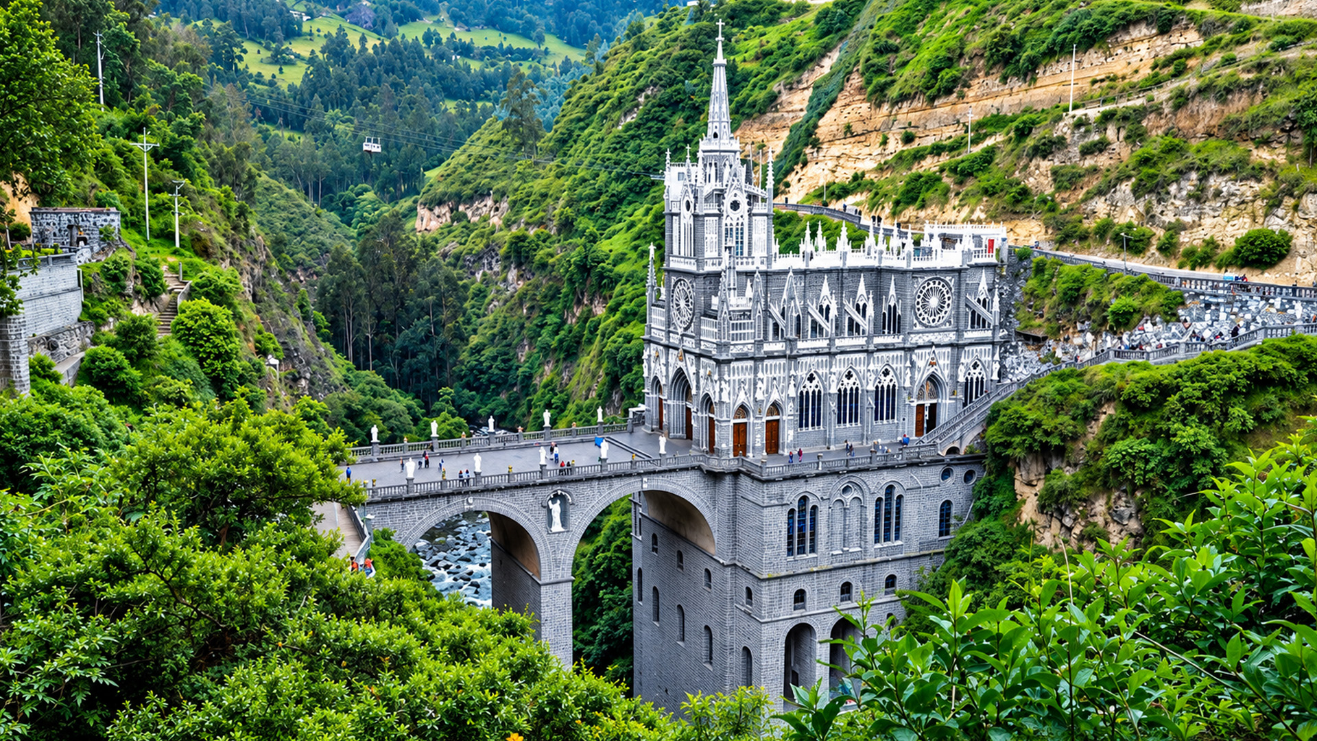 Colombia's famous cathedral bridges a mountain canyon