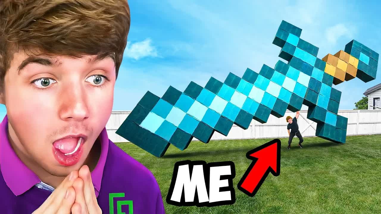 Matthew Beem built a giant Minecraft sword for Karl Jacobs