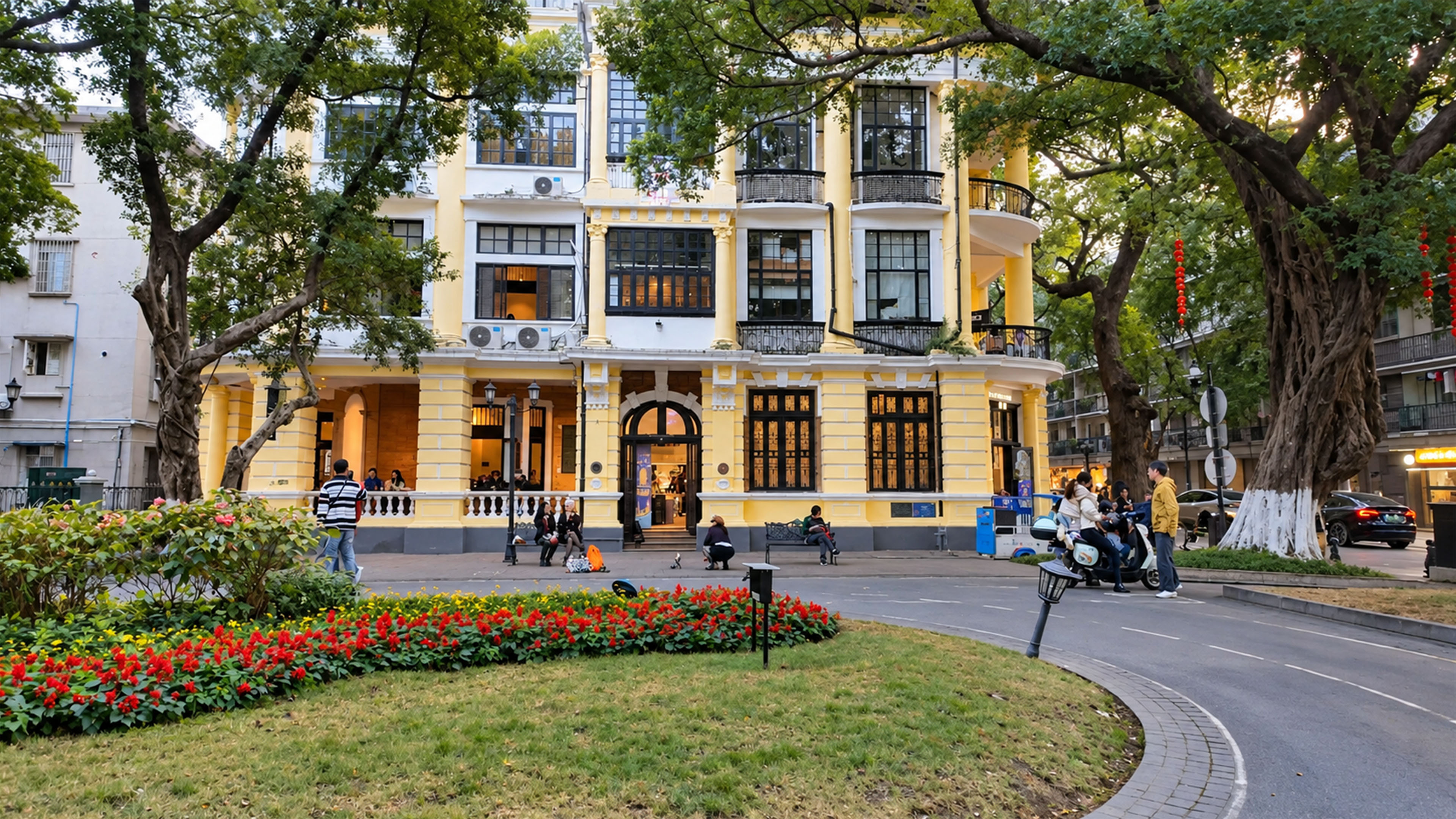 China hides a European style building behind giant trees