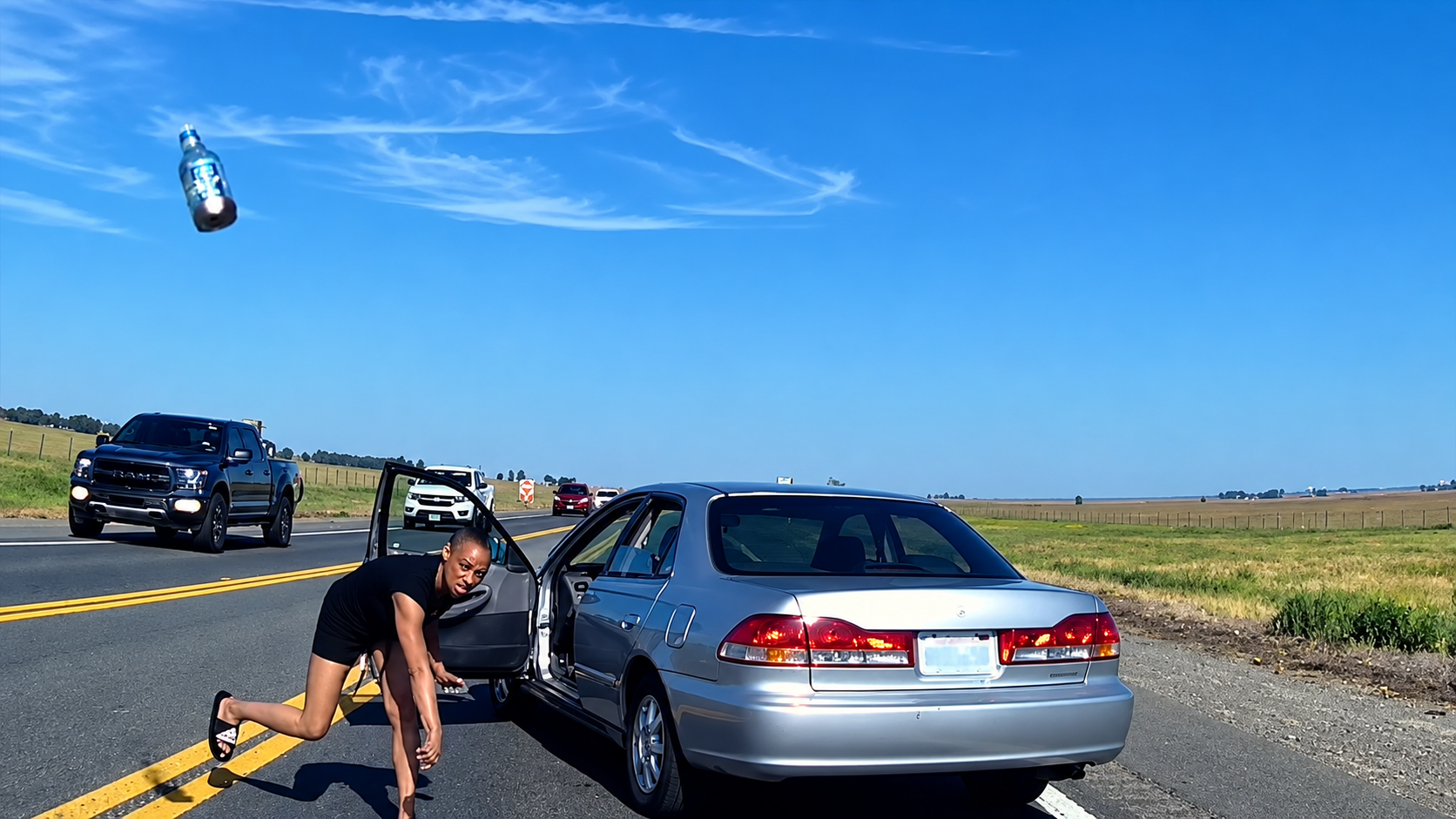 Aggressive Driver Stops During Road Rage - Then Started Throwing ...