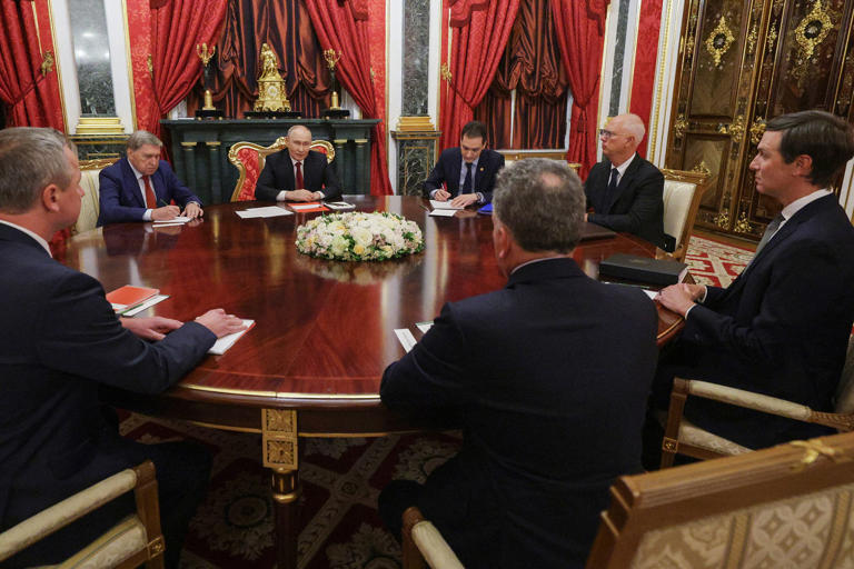 Putin hosts a meeting with Steve Witkoff and Jared Kushner in Moscow on Sept. 5. (Gavriil Grigorov / AFP via Getty)
