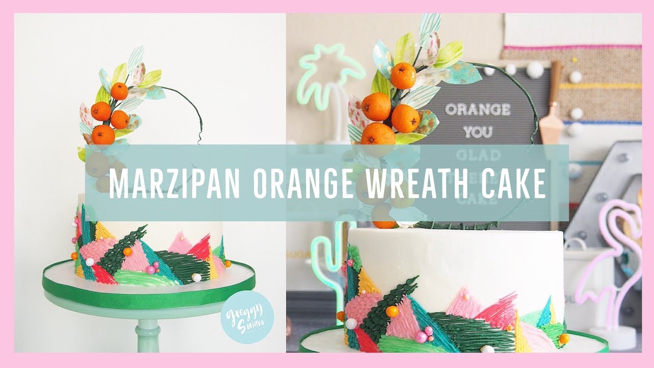 Marzipan orange wreath cake decorating tutorial