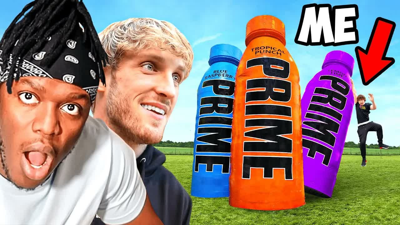 KSI and Logan Paul react to giant Prime bottles built for their new ...