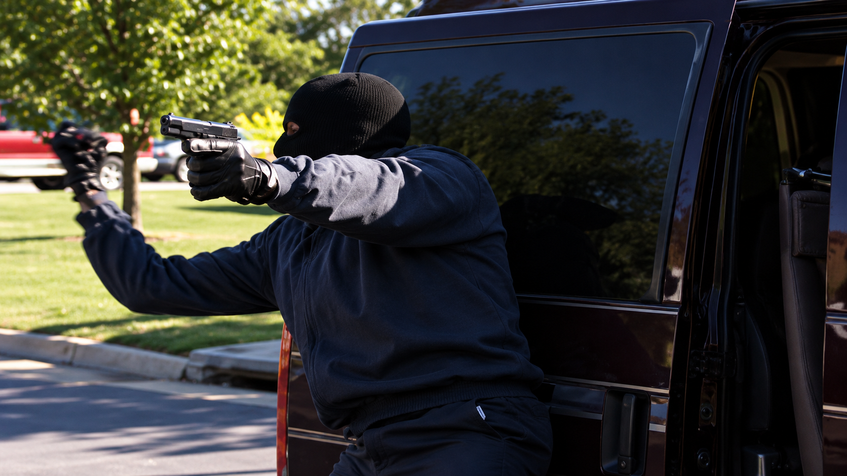 2 police officers stopped a suspicious moving truck then gunmen burst ...