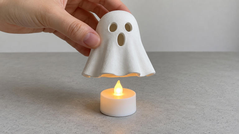 How to make a clay ghost tea light holder for Halloween