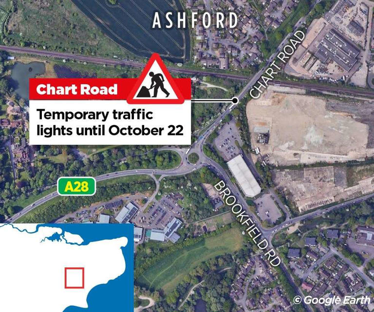 Huge queues on Ashford’s A28 Chart Road as two-week roadworks project ...