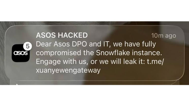 'Snowflake' firm in ASOS hack message issues response