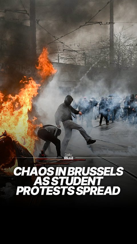 Student riots spread to Belgium as hundreds clash with cops