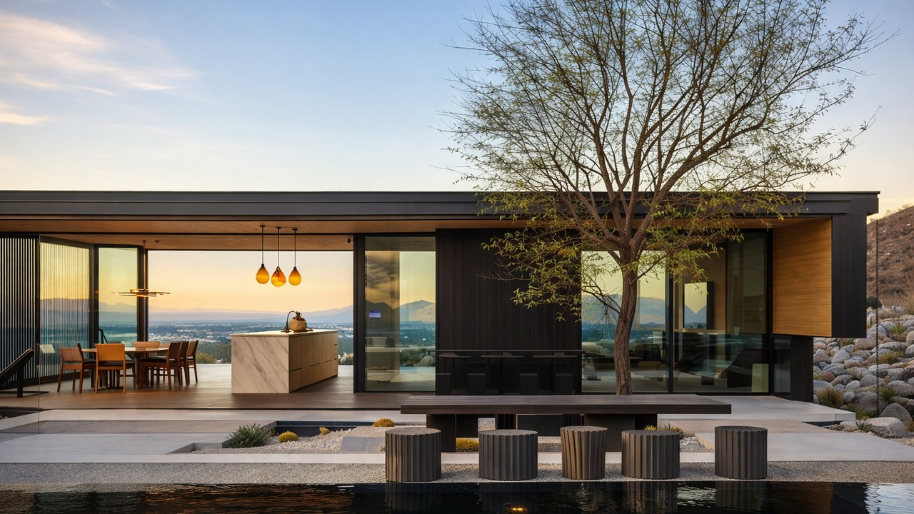 Inside a Palm Springs $8,900,000 home wrapped in burnt Japanese cypress