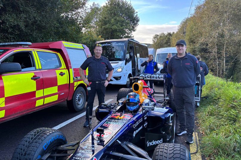 West Cork firefighters pause for selfies with 350km/h Red Bull F1 car
