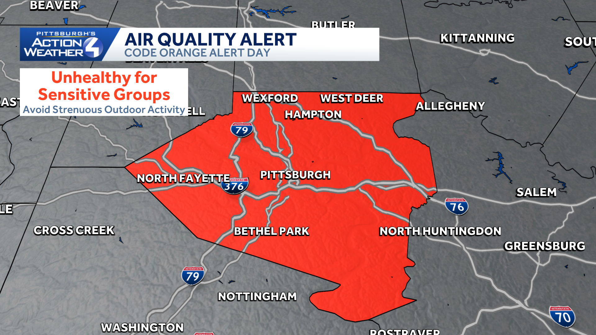 Code orange air quality alert issued for western PA