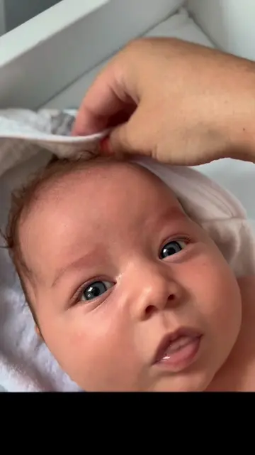 Newborn post bath hair and cuddle time