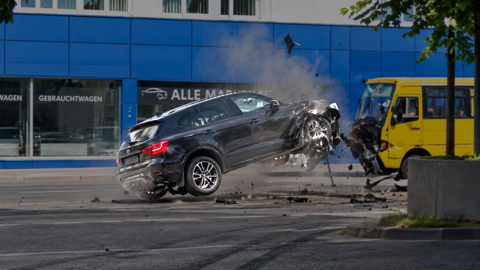 Dashcam captures a road crash