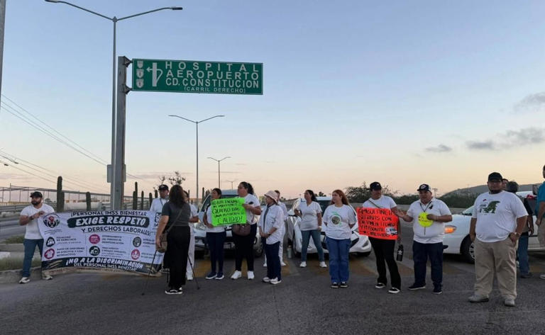 Trabajadores del IMSS en Baja California Sur se sumaron a las protestas nacionales. 09/10/2026. | Foto: FINTRAS BCS.