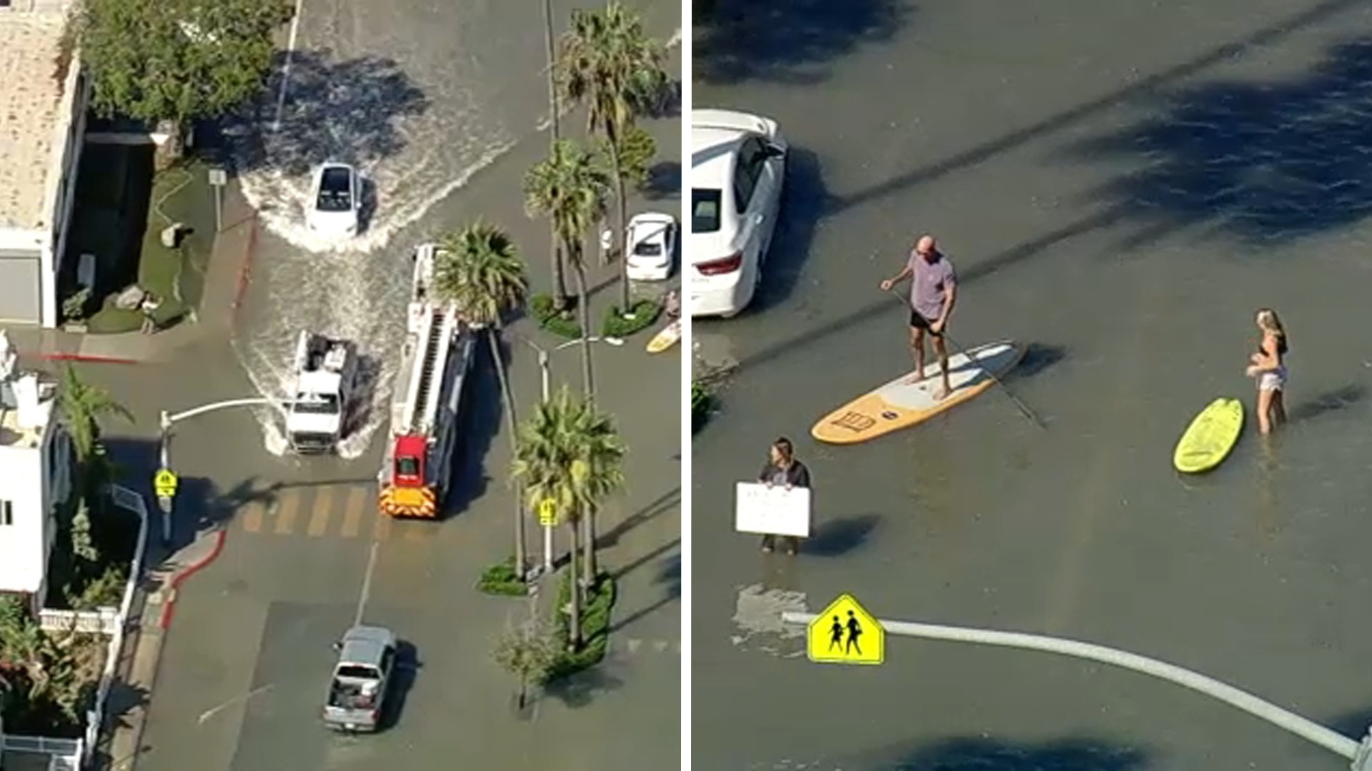 Newport Beach declares local emergency after high tide from Tropical Storm Rachel floods streets
