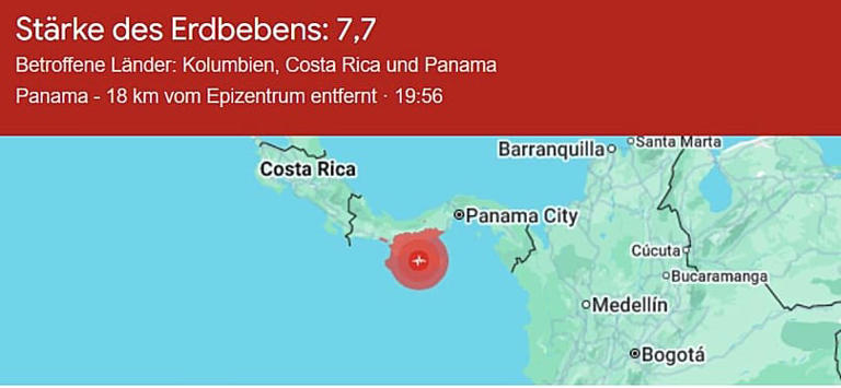 Das Erdbeben war in Teilen Mittel- und Südamerikas zu spüren. U.S. Geological Survey