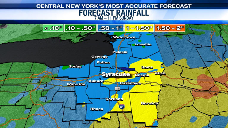 When will rain from Isaias impact Central New York?