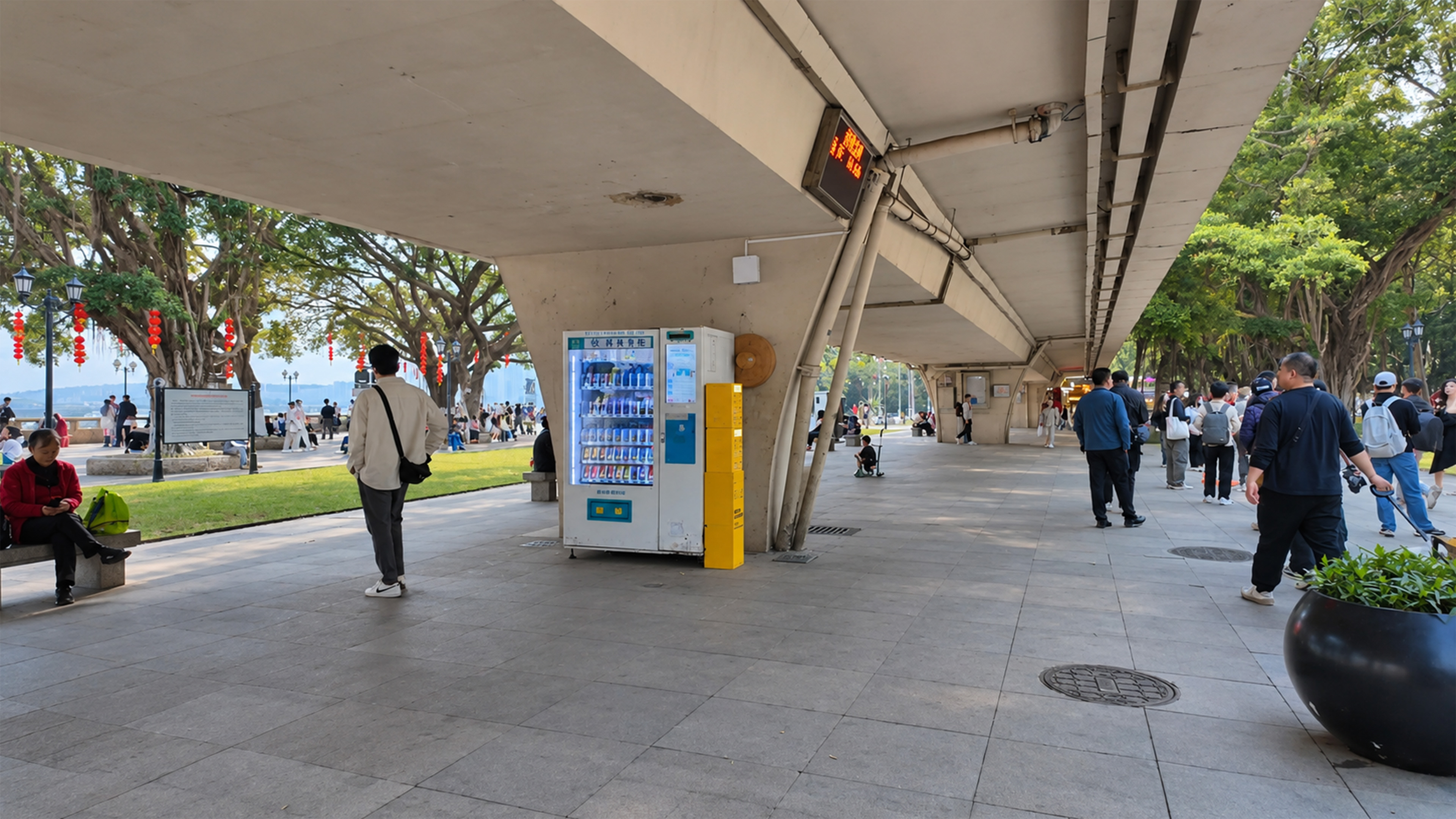 China hides a vending machine beneath a giant overpass