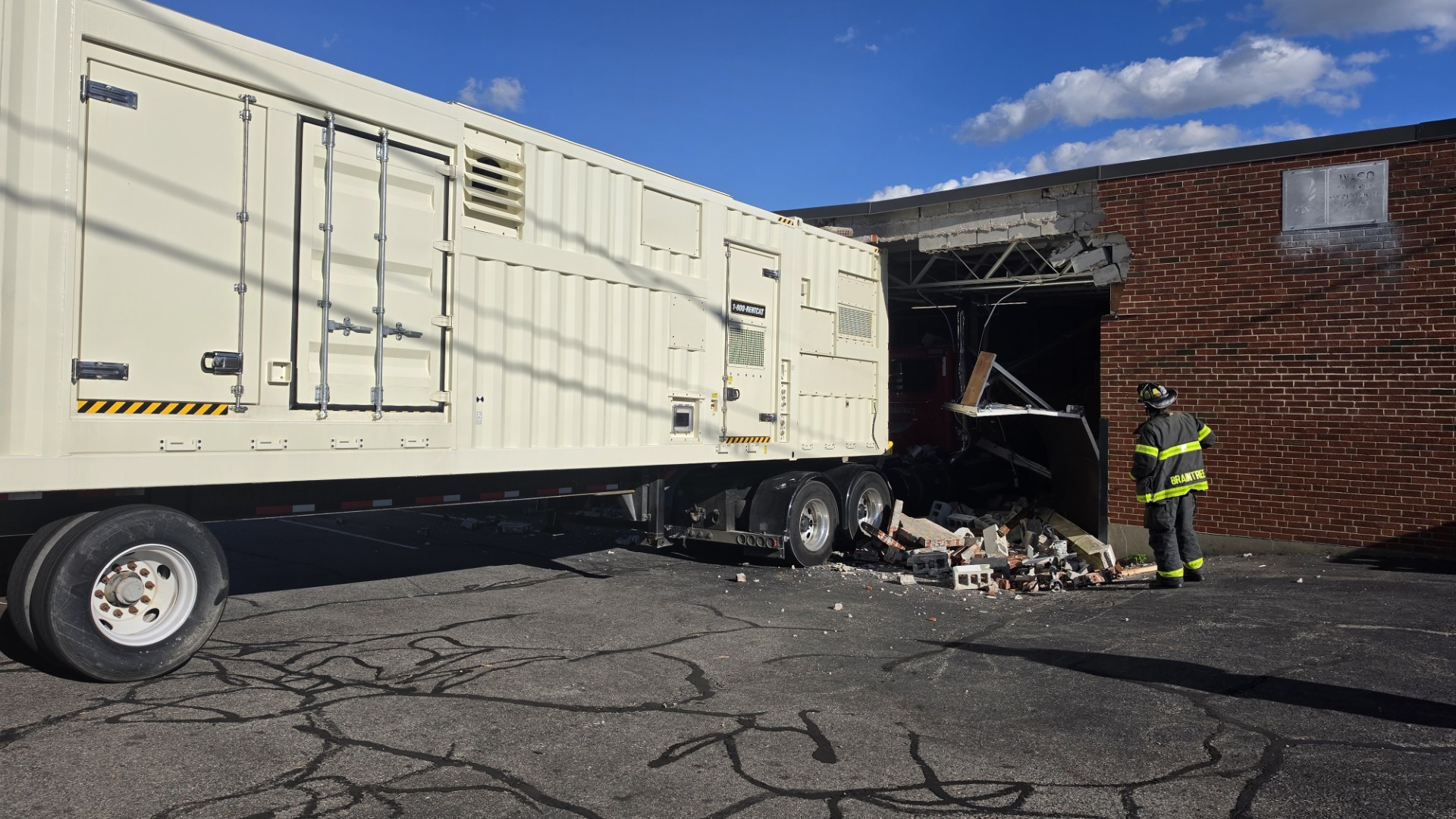 Watch: Tractor-trailer crashes into side of South Shore building