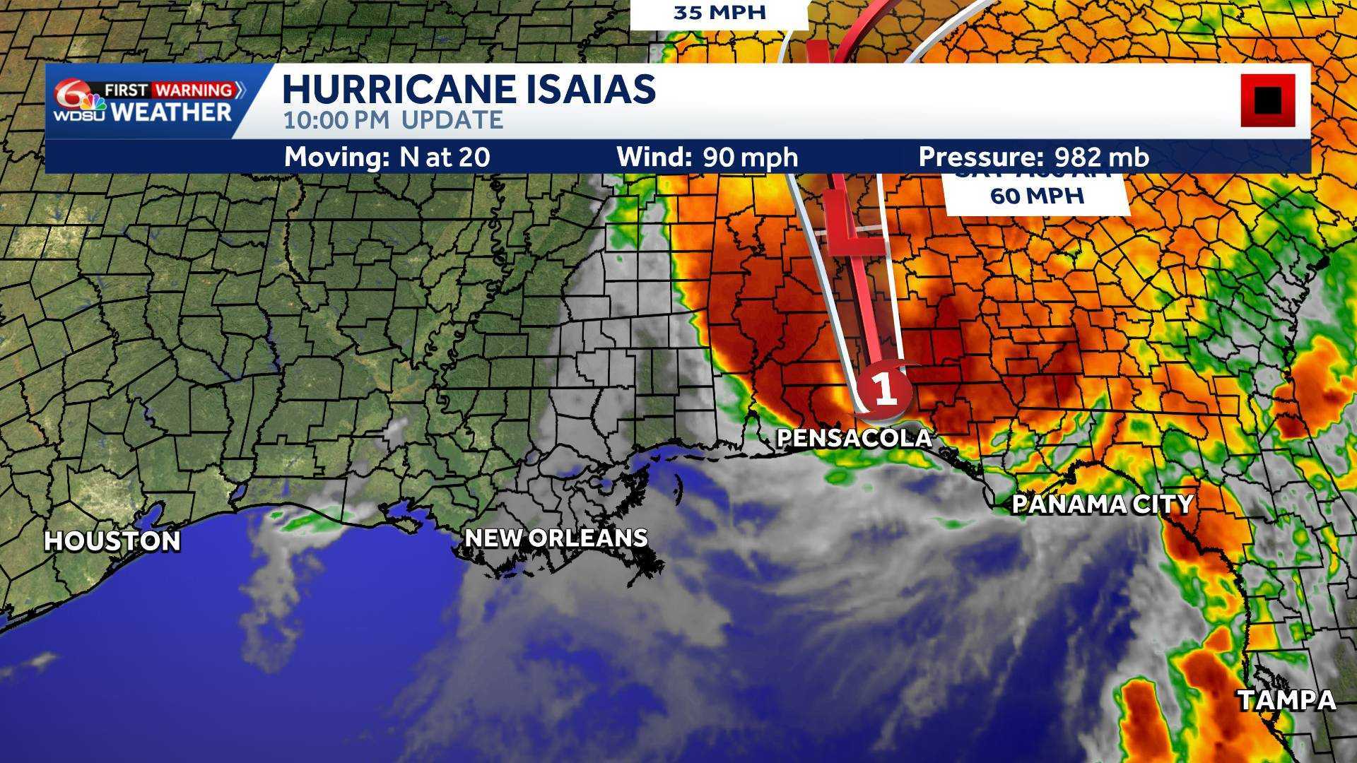 Hurricane Isaias moves over Florida Panhandle, bringing damaging winds ...