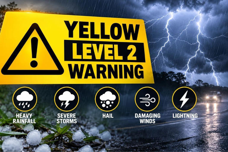 Yellow level 2 warning: Heavy rain, hail and severe storms threaten two ...