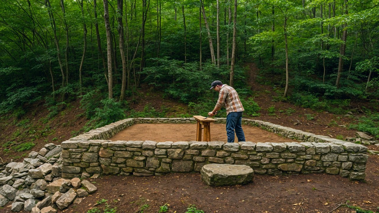 Hand-built off-grid log cabin in the forest | Step-by-step wilderness ...