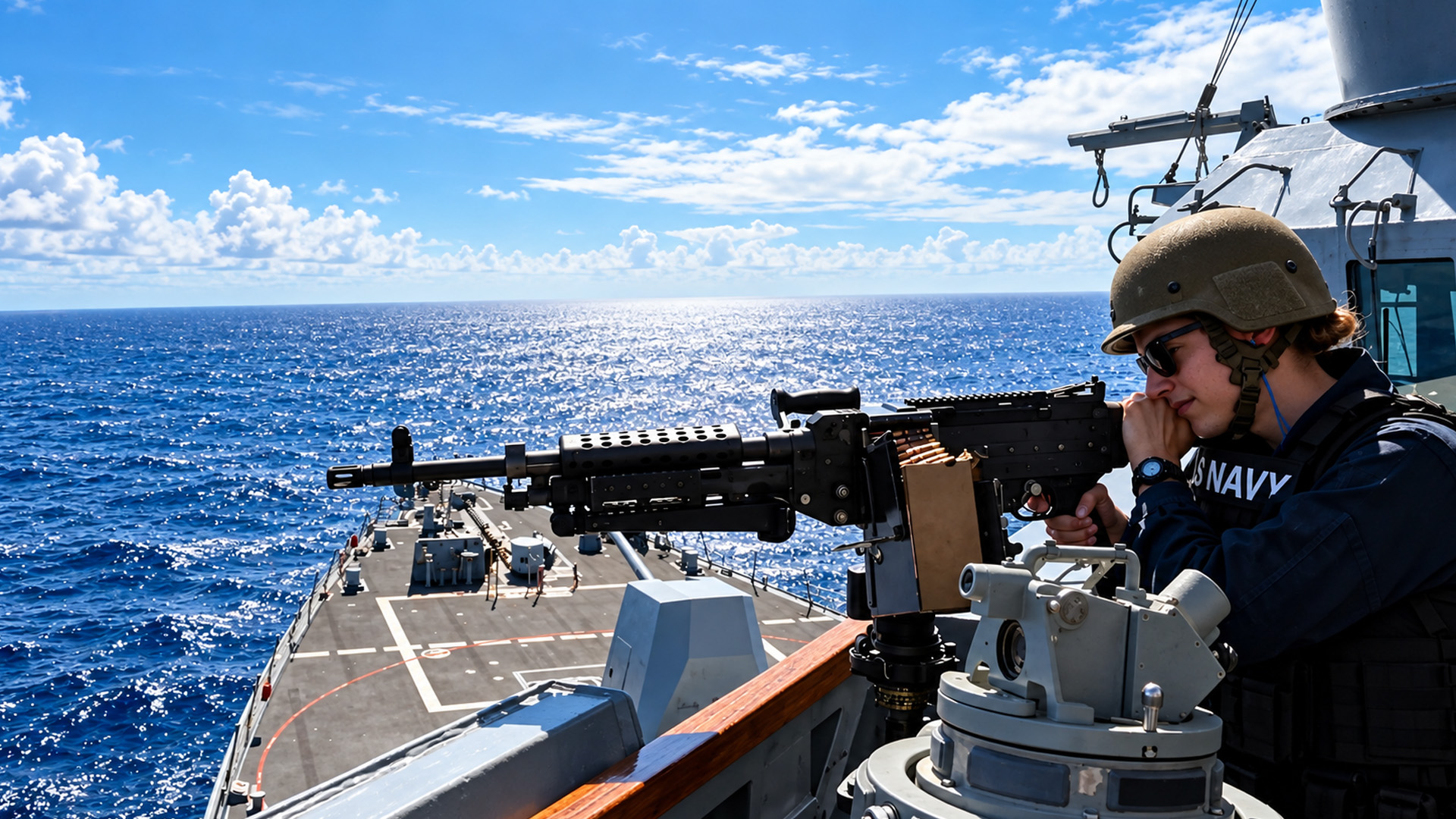 Un navire de guerre de l’US Navy s’entraîne sur une cible de surface