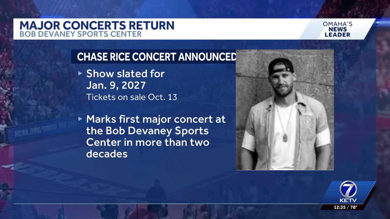 Chase Rice set for Devaney Center's concert return in January