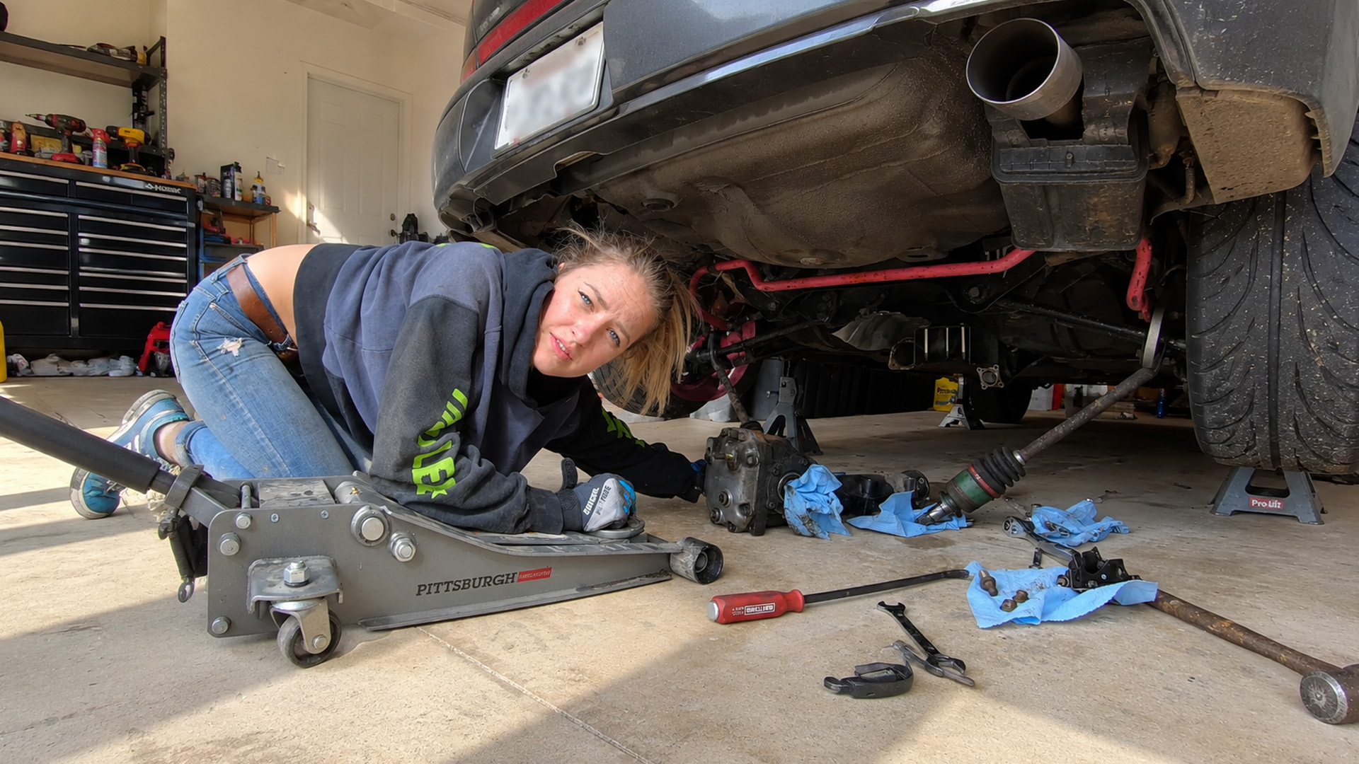 A first attempt at removing a rear differential succeeds