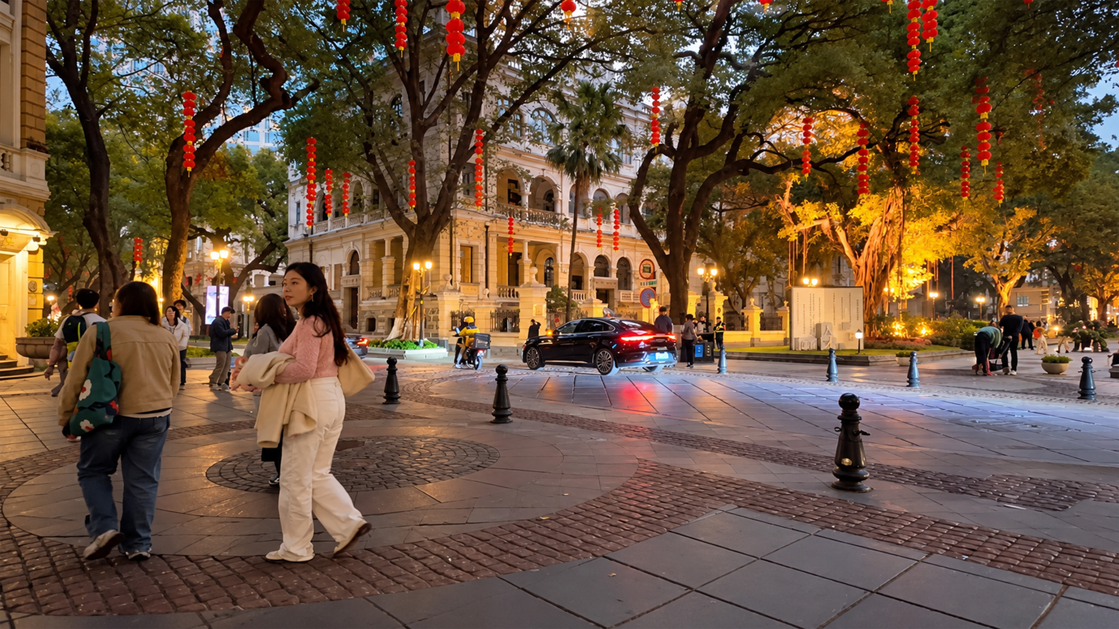 China hides a European style street beneath red lanterns