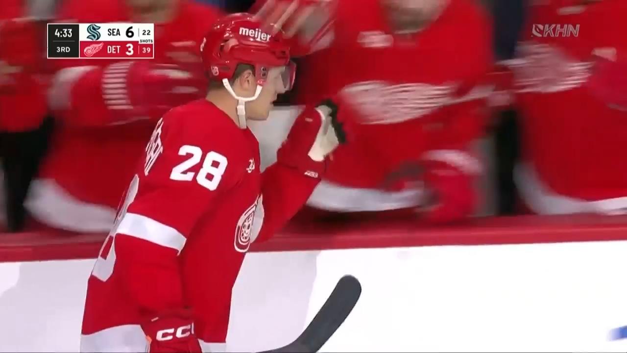 Detroit's Brandsegg-Nygård scores first NHL goal