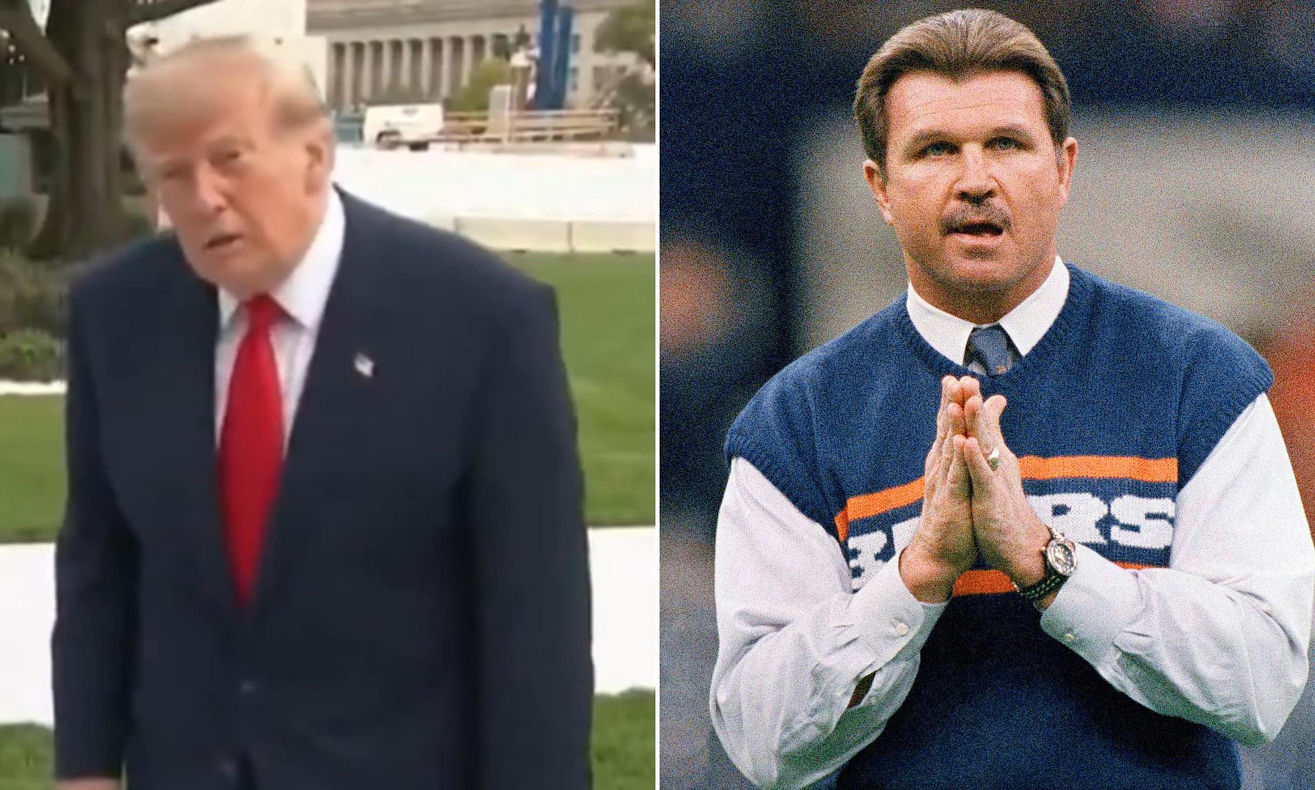 Moment stunned Donald Trump discovers legendary Bears coach Mike Ditka ...