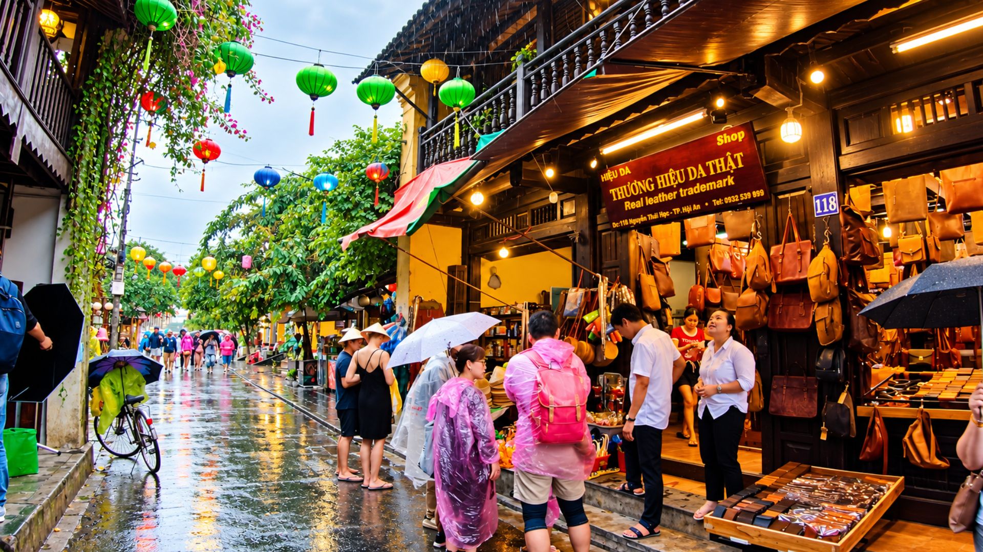 Sateinen kävely värikkäässä Hoi Anin vanhassakaupungissa Vietnamissa (4K)